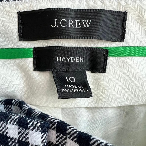 J. Crew Hayden Navy Blue/White Houndstooth crop pants, fully lined Size 10 - Picture 5 of 14